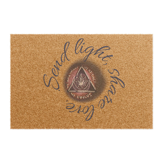 Spiritual Doormat - Send Light, Share Care, Yoga Decor, Housewarming Gift, Front Porch Mat, Bohemian Entrance Rug